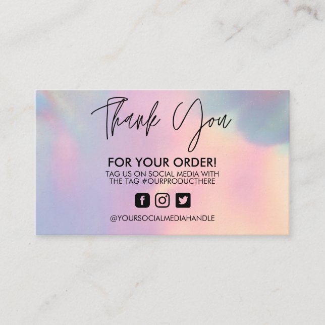 Carte de visite Holographic Merci Trendy Salon  (Devant)