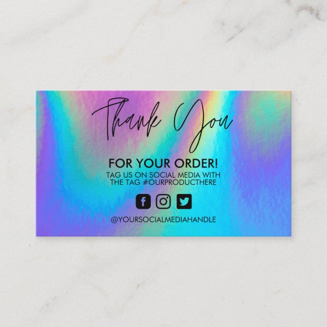 Carte de visite Holographic Merci Trendy Salon  (Devant)