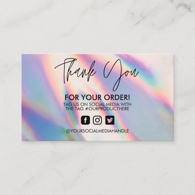 Carte de visite Holographic Merci Trendy Salon  (Devant)