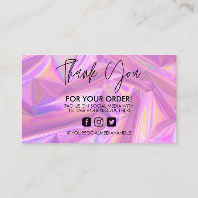 Carte de visite Holographic Merci Trendy Salon  (Devant)