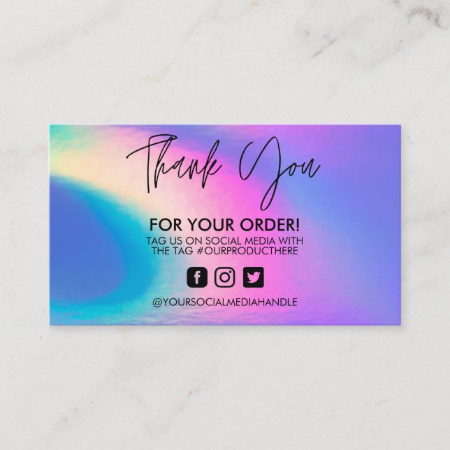 Carte de visite Holographic Merci Trendy Salon  (Devant)