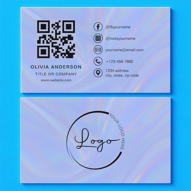 Carte De Visite Holographic Minimalist QR Code (Créateur téléchargé)