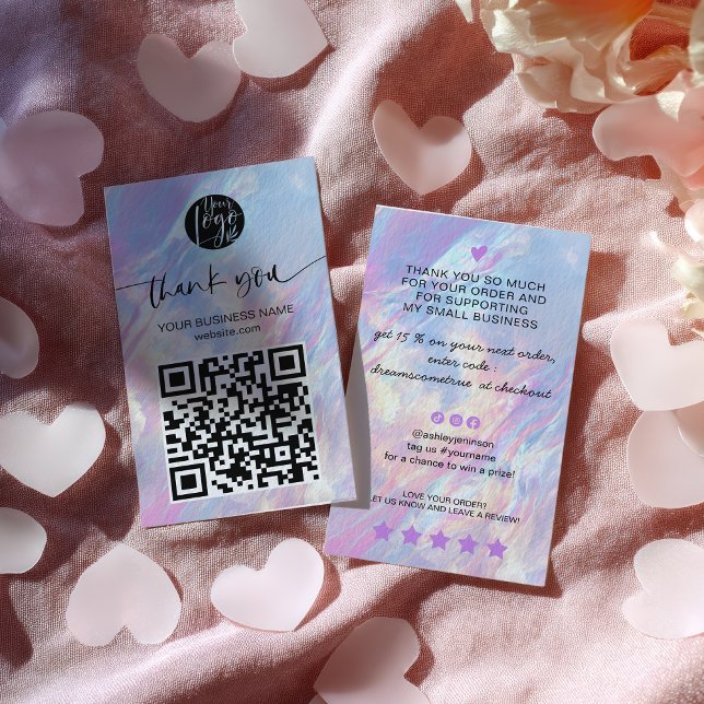 Carte De Visite Holographic Opal QR Code Discount Thank You (Holographic Opal QR Code Discount Thank You Business Card)