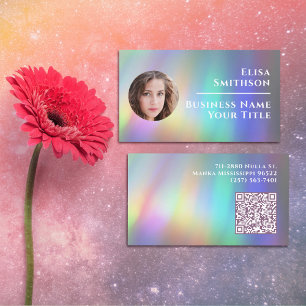 Carte De Visite Holographie Abstraite moderne Rainbow Photo person