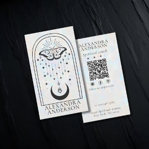 Carte De Visite Holographie de la teigne et de la lune ésotérique 