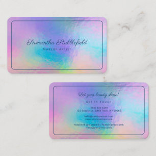 Carte De Visite Holographie de maquillage de nom de script