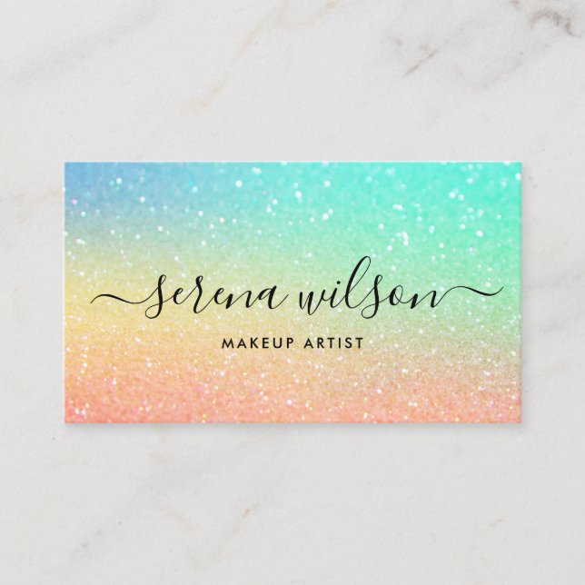 Carte De Visite Holographie Glittering Holo cheveux de maquillage  (Devant)