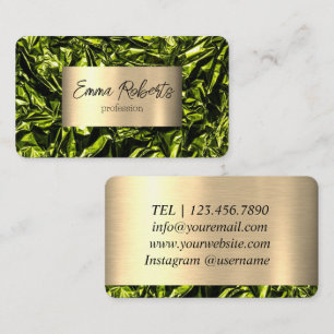 Carte De Visite Holographie métallique or vert