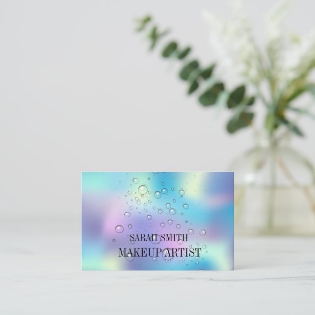 Carte De Visite Holographie moderne et élégante, gouttes d'eau aff (Debout devant)