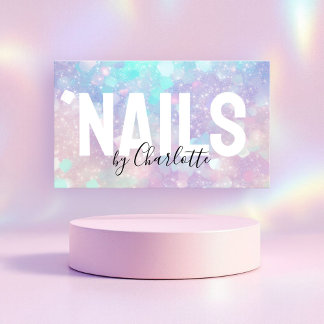 Carte De Visite Holographie Parties scintillant Nail Salon QR Code