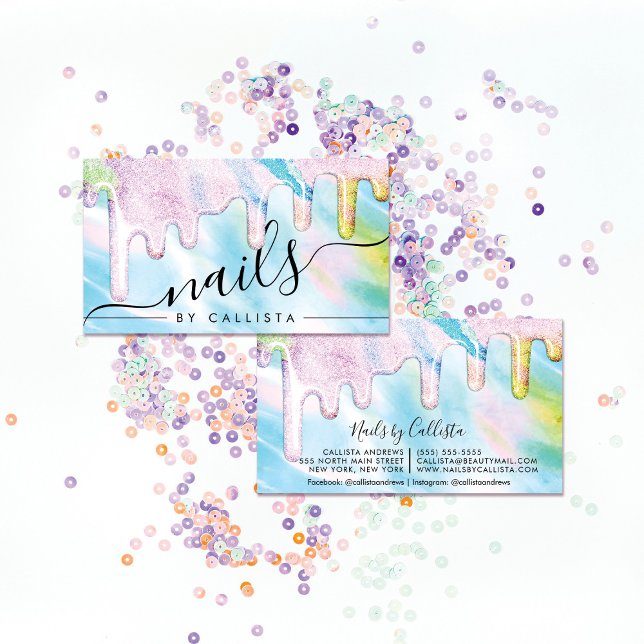 Carte De Visite Holographie Vert Mer Épais Parties scintillant Lec (Créateur téléchargé)