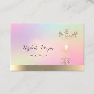 Carte De Visite Holographique Arbre d'or femmes Silhouette Yoga