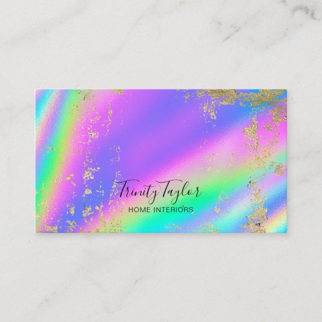 Carte De Visite Holographique arc-en-ciel métallique et feuille d' (Devant)