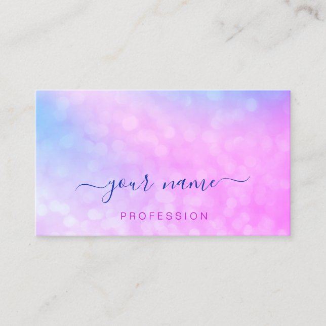 Carte De Visite Holographique bleu rose Professionnel Abstrait Mak (Devant)