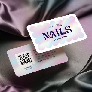 Carte De Visite Holographique branché QR Code Girly Nail Art Manic