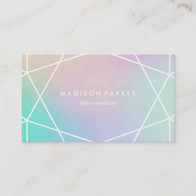Carte De Visite Holographique coloré tendance | Géométrique (Devant)