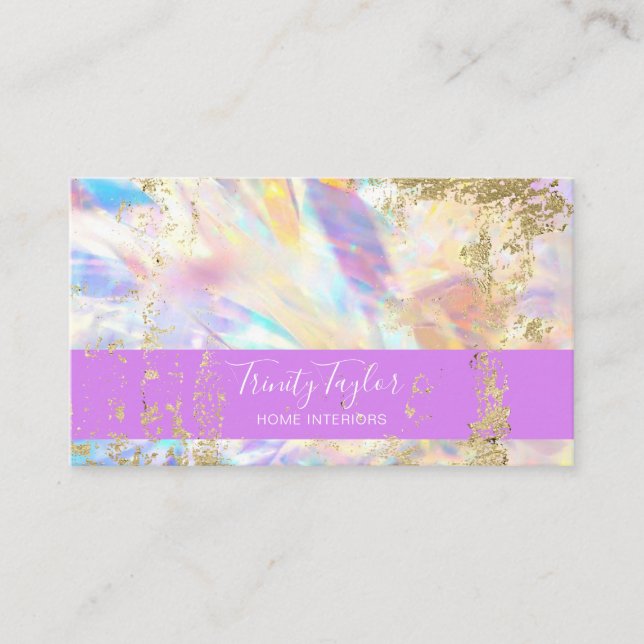 Carte De Visite Holographique Crystal Prisme & Gold Foil  (Devant)