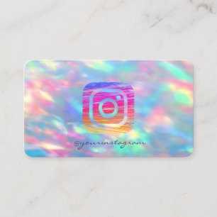 Carte De Visite Holographique iridescent Opale Médias Sociaux Inst
