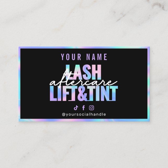 Carte De Visite Holographique Lash Lift Et Tint Afcare Card (Devant)