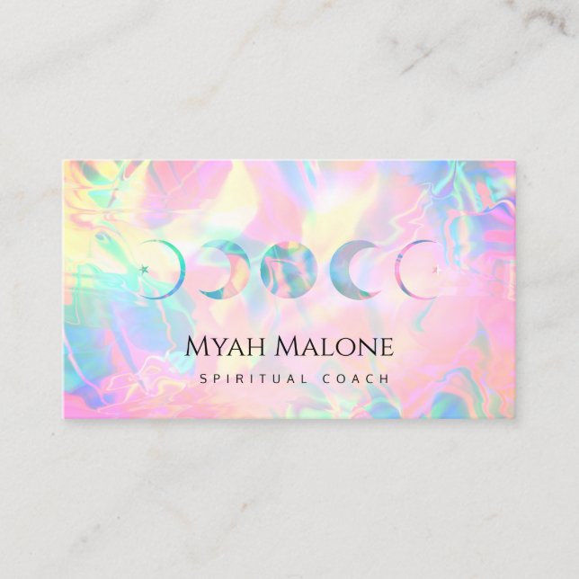 Carte De Visite Holographique Lune Phase Yoga Coach spirituel (Devant)