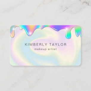 Carte De Visite holographique maquillage moderne girly unicorn iri