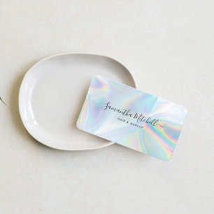 Carte De Visite Holographique minimaliste QR Code Salon de beauté