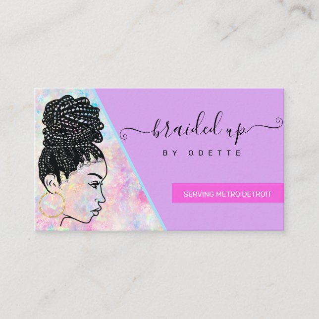 Carte De Visite Holographique moderne Braider Stylist (Devant)