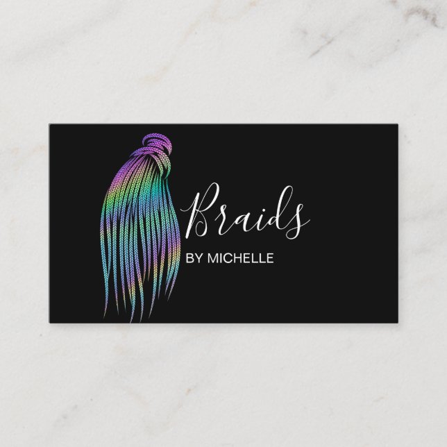 Carte De Visite Holographique moderne cheveux Braider, tresses, tr (Devant)