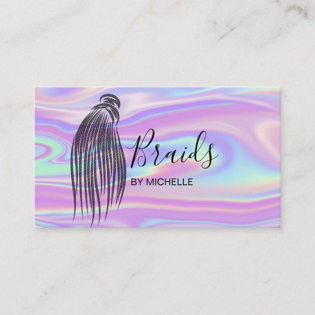 Carte De Visite Holographique moderne cheveux Braider, tresses, tr (Devant)