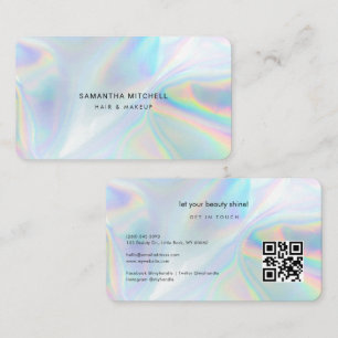 Carte De Visite Holographique moderne QR Code maquillage Beauticie
