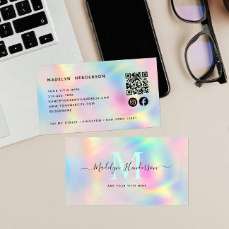 Carte De Visite Holographique Moderne Unique Professionnel Code QR