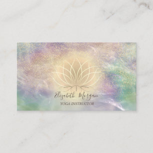 Carte De Visite Holographique Opale Lotus Confettis Or Yoga I