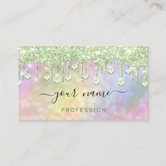 Carte De Visite Holographique Parties scintillant rose gouttes Art (Devant)