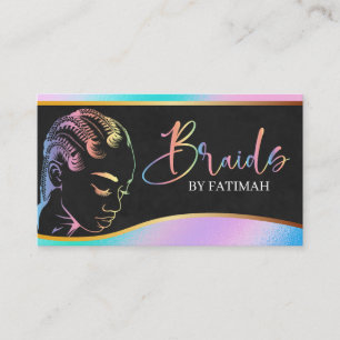Carte De Visite Holographique Pastel Moderne Hair Braiing Salon