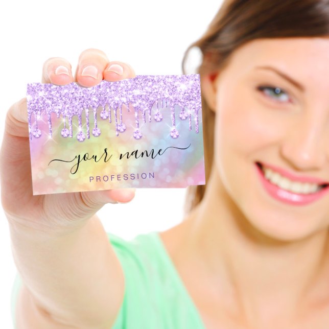 Carte De Visite Holographique Pink Purple Drives maquillage Artist (Créateur téléchargé)