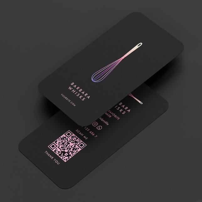 Carte De Visite Holographique Purple Pink Whisk Moderne Baker (Holographic Purple Pink Whisk Modern Baker Business Card
)