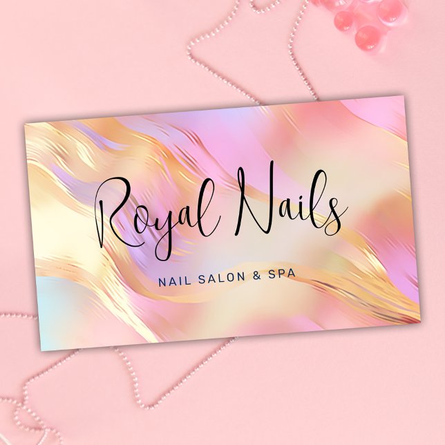 Carte De Visite Holographique SPA Nail Salon de maquillage (Holographic SPA Nail Salon Makeup Hair Business Card)