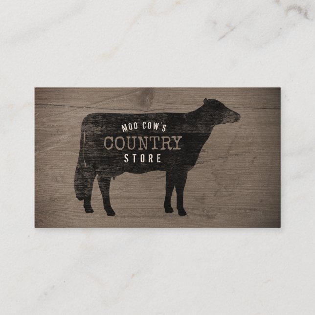 Carte De Visite Holstein Cow Silhouette Style Rustique (Devant)