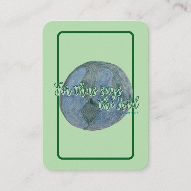 Carte De Visite Holy Card – The Earth He Formed (Devant)