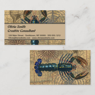 Carte De Visite Homard Coquillages Fruits de mer Maine Classique O