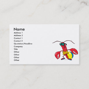 Carte De Visite homard de dessin animé drôle allant à la plage