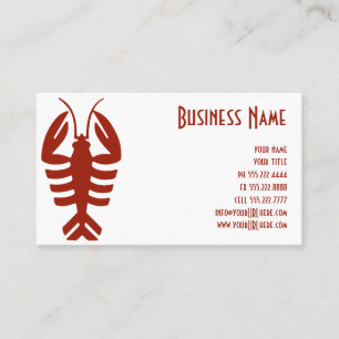 Carte De Visite Homard de fruits de mer Art Déco vintage en rouge
