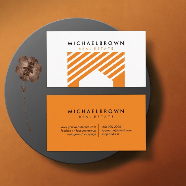 Carte De Visite Home Graphic Orange Location maison (Créateur téléchargé)