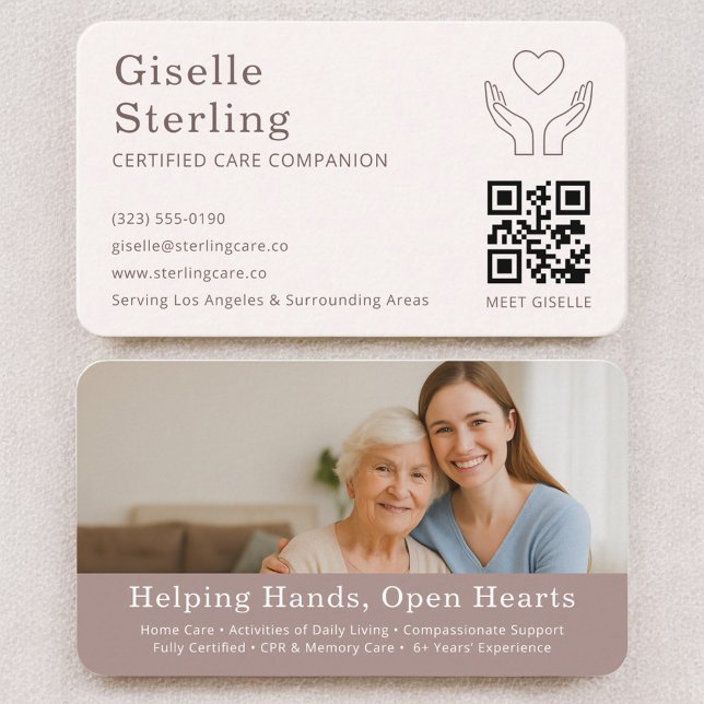 Carte De Visite Home Help Caregiver QR Code (Créateur téléchargé)