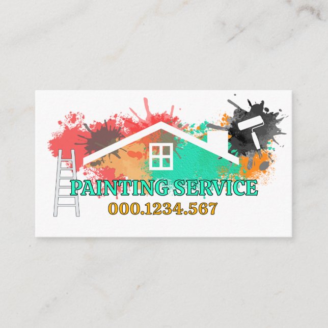 Carte De Visite Home Paint Splatter Ladder Brush (Devant)