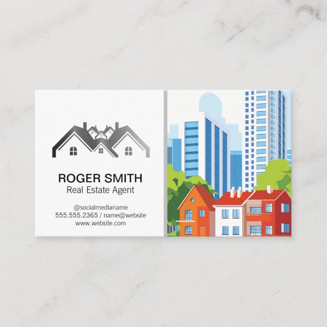 Carte De Visite Home Properties Realtor Logo | City Buildings (Devant)