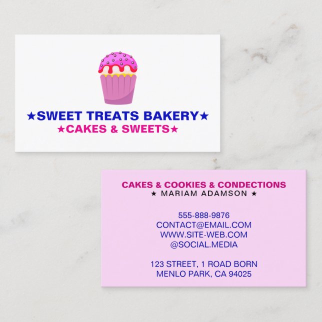 Carte De Visite Homemade Pastry Chef | Cute Cake Bakery Logo  (Devant / Derrière)