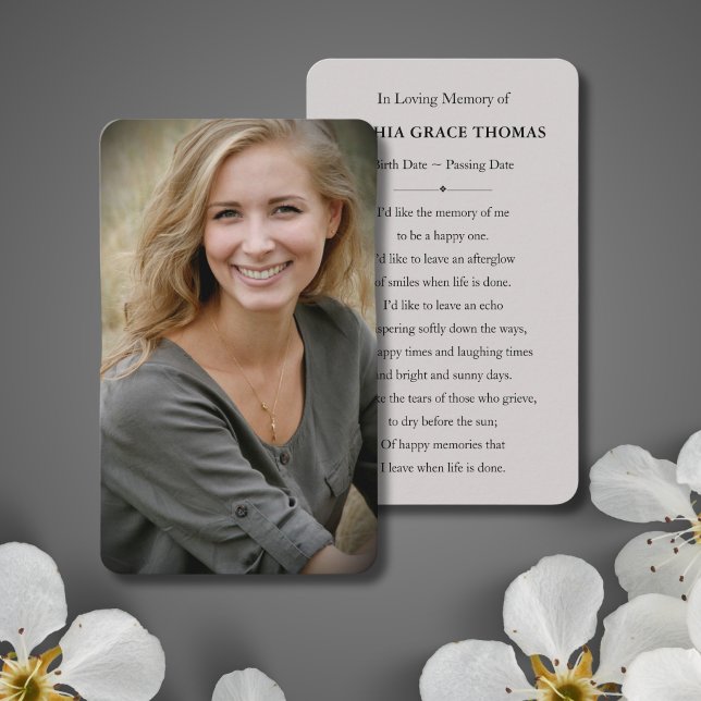 Carte De Visite Hommage personnalisé au mémorial photo (Custom Photo Memorial Card)