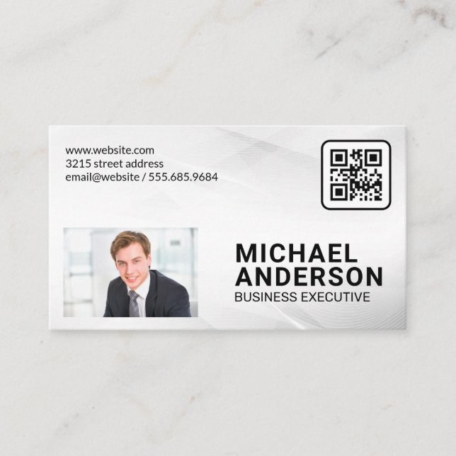 Carte De Visite Homme d'affaires en costume | Code QR | Entreprise (Devant)