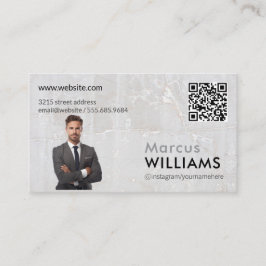 Carte De Visite Homme d'affaires en costume | Marbre | Code QR